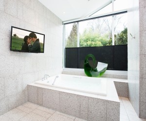 Custom Bathroom TV & Shades